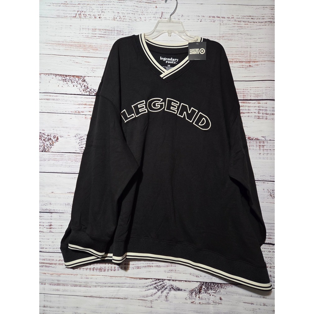 Legendary Rootz Black History Month Legend Sweatshirt V-Neck Black 3X NWT